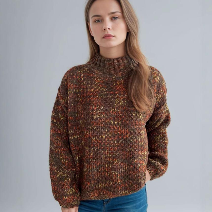 Mock Neck Melange Sweater Product Image