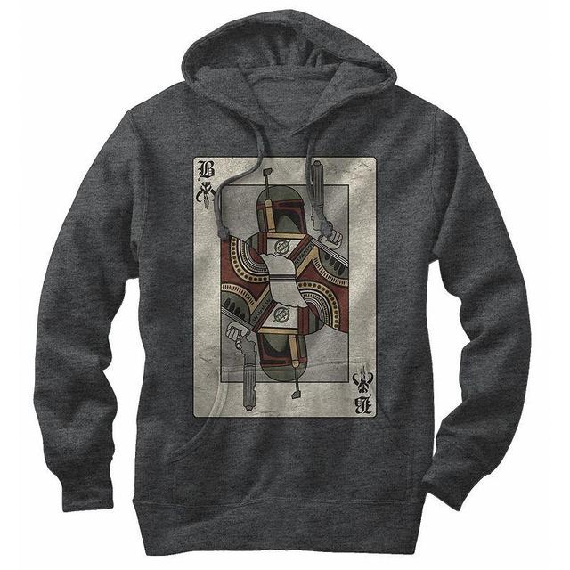 Mens Star Wars Playing Card Boba Fetta Pullover Hoodie Grey Heather Product Image