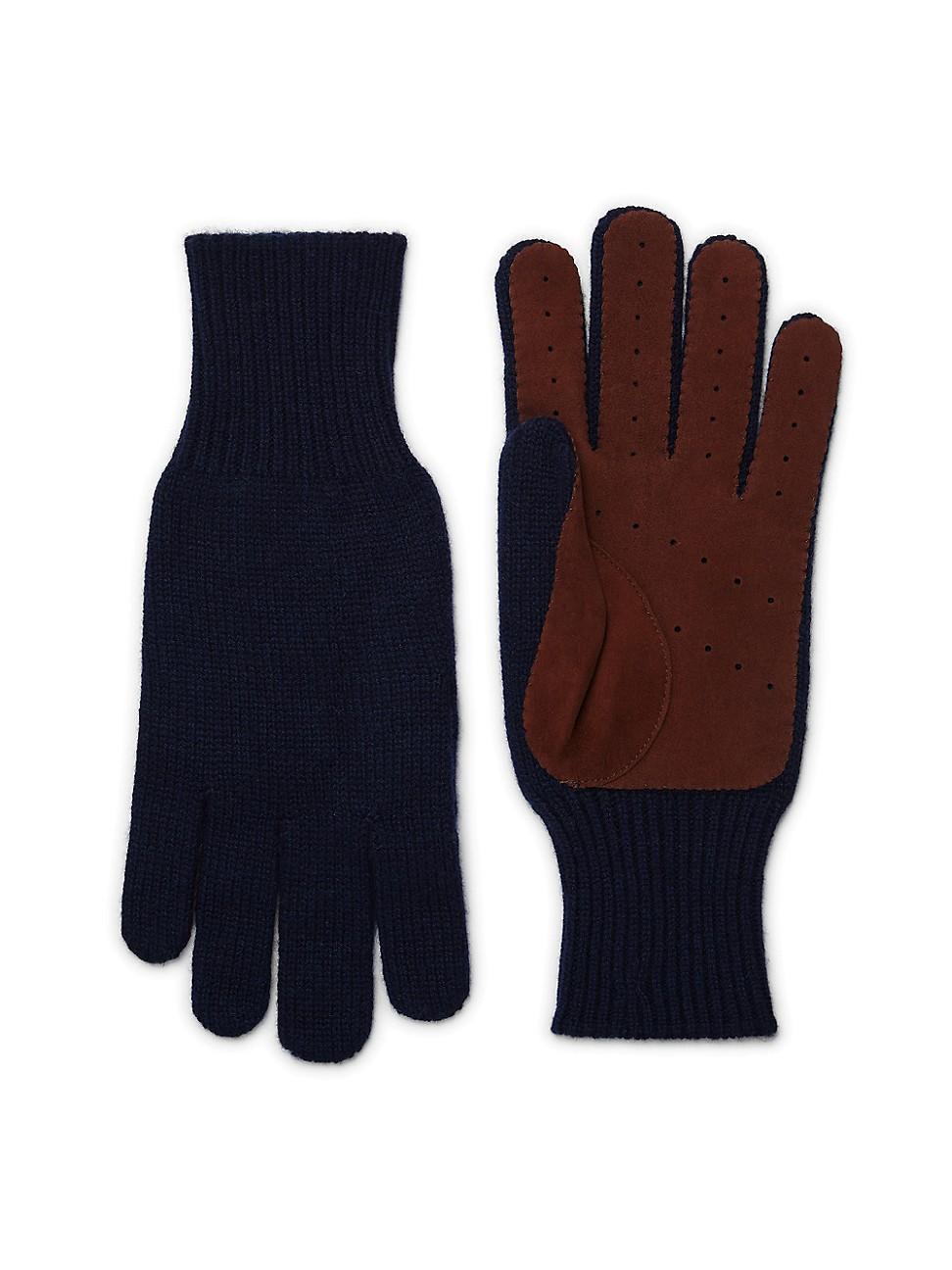 Mens Cashmere Knit Gloves with Suede Palm Product Image