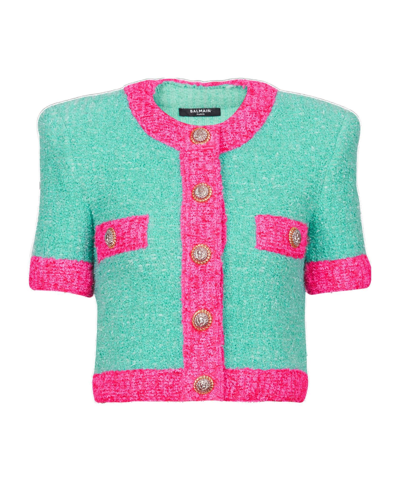 BALMAIN Two-tone Chenille Cardigan In Multicolor Product Image