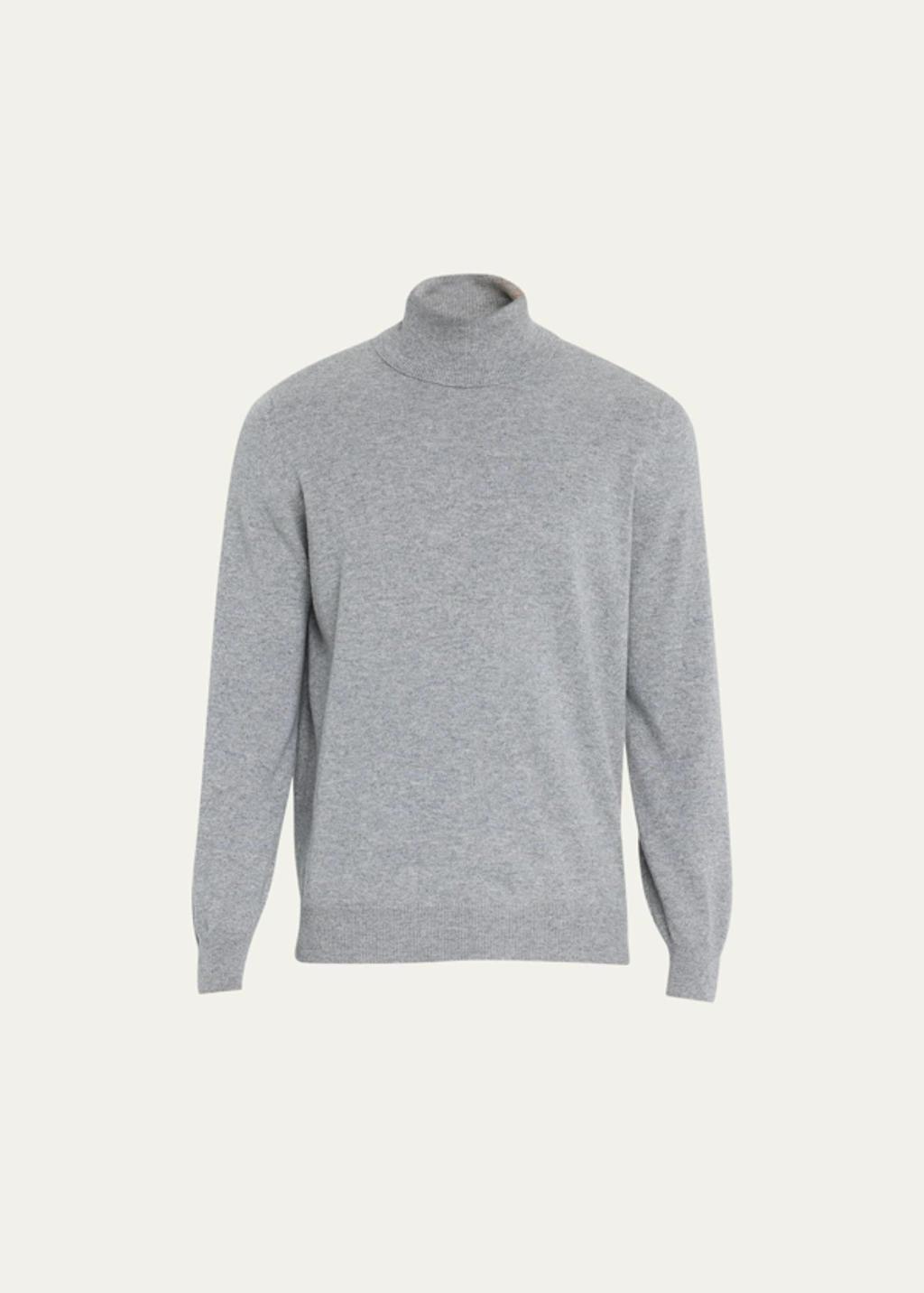 Men's Cashmere Turtleneck Sweater In Grey Product Image