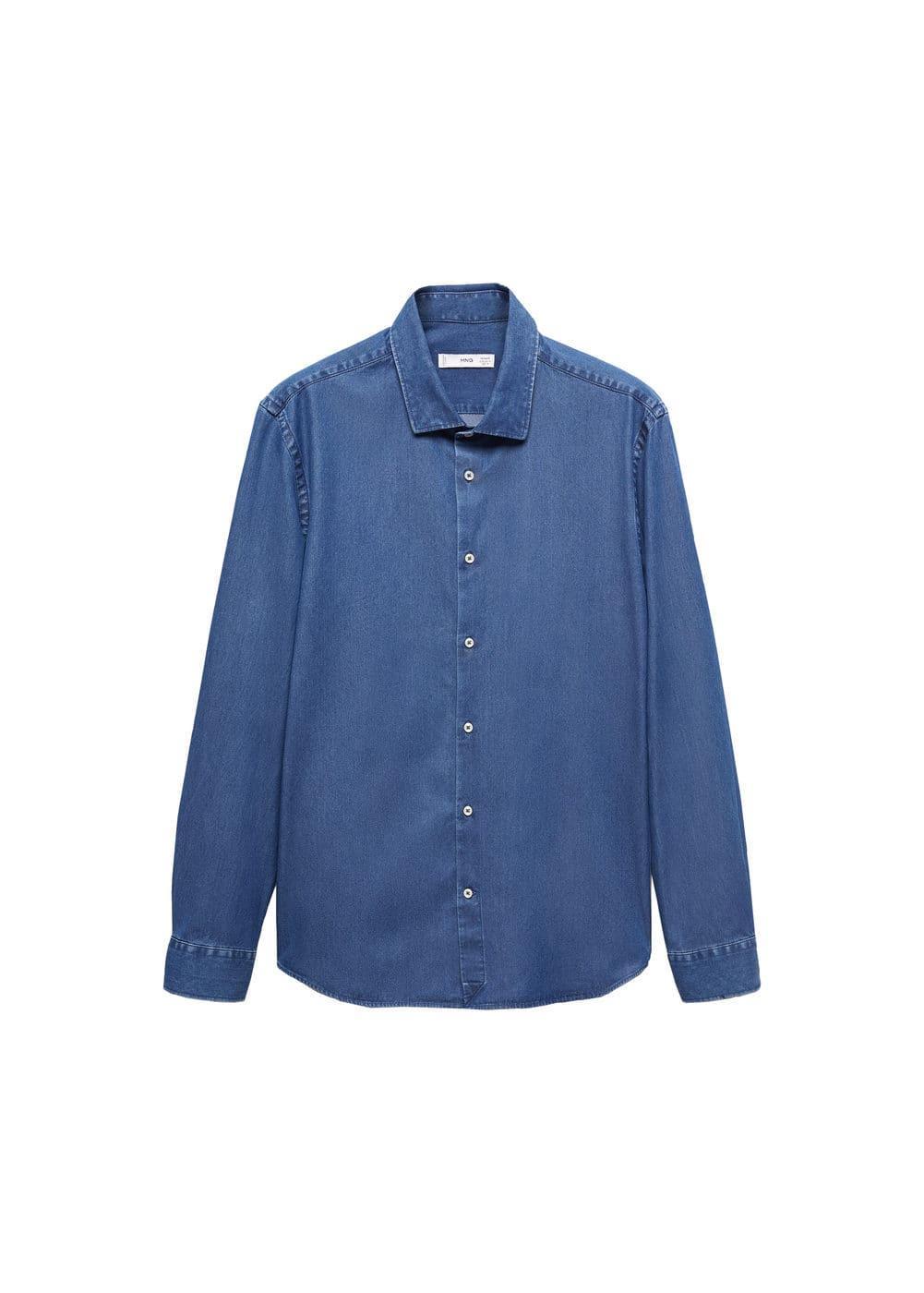 Mango Mens Regular-Fit Cotton Chambray Shirt Product Image