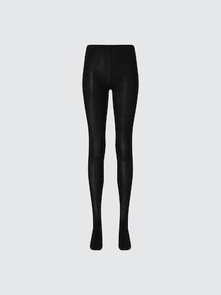 Womens Heattech Knitted Tights with Odor Control Black Large UNIQLO US Product Image