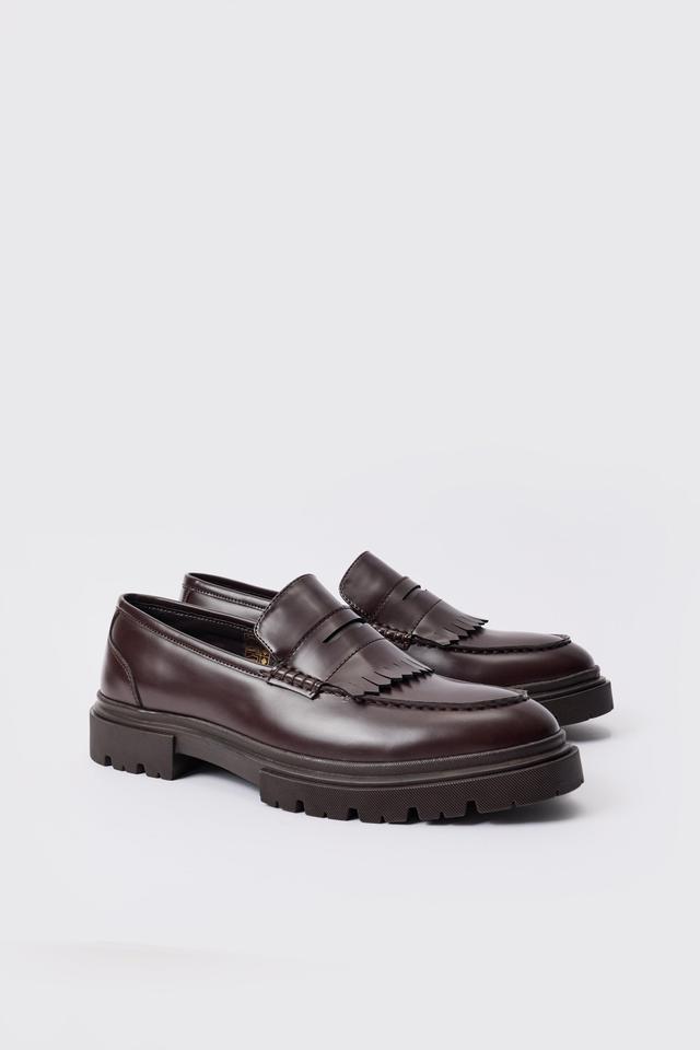 Mens Pu Chunky Sole Tassel Loafer In Brown, Brown Product Image