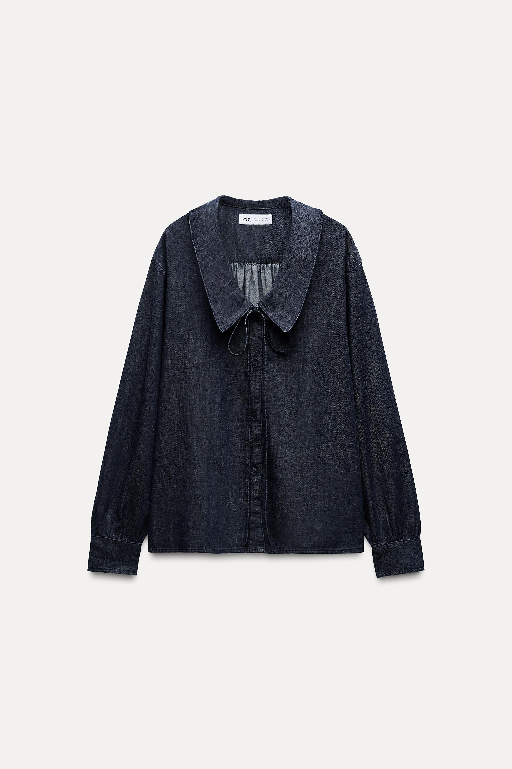 TRF DENIM SHIRT WITH BIB COLLAR Product Image