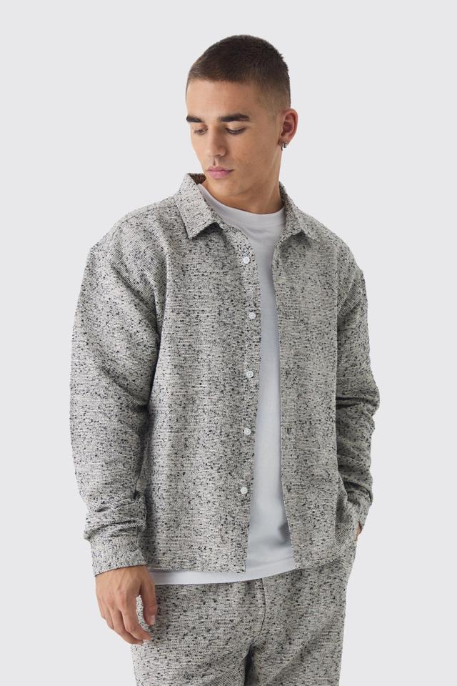 Boucle Textured Overshirt | boohooMAN USA Product Image