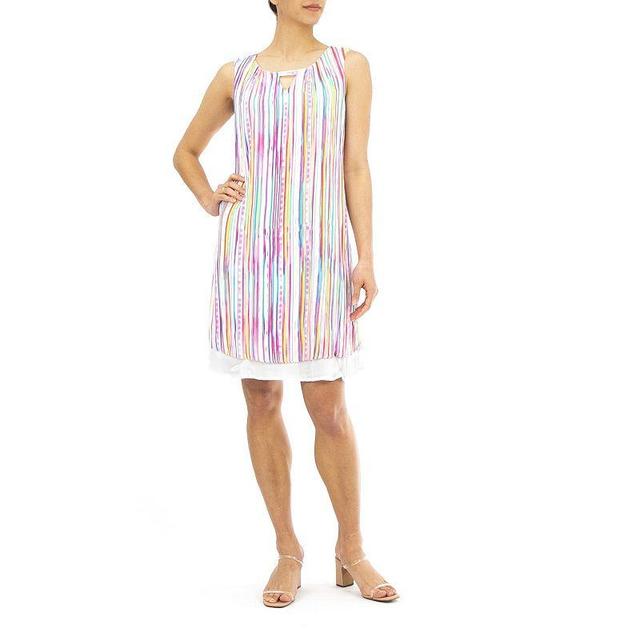 Womens Nina Leonard Ikat-Print Shift Dress Product Image