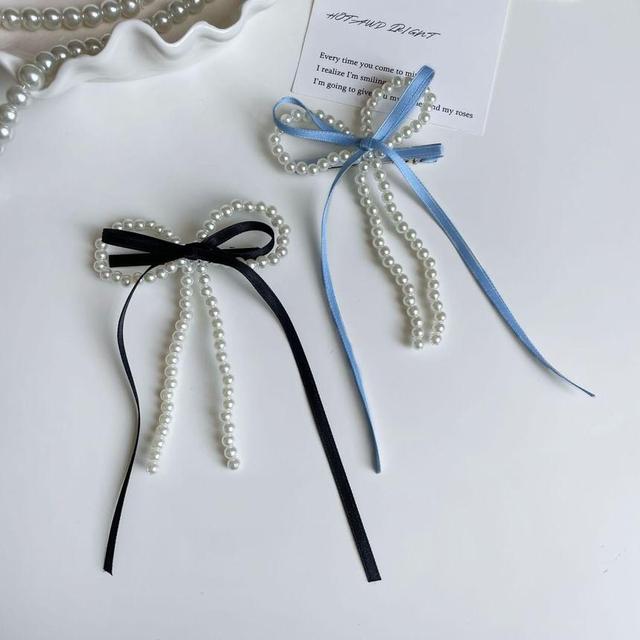 Bow Faux Pearl Hair Clip Product Image