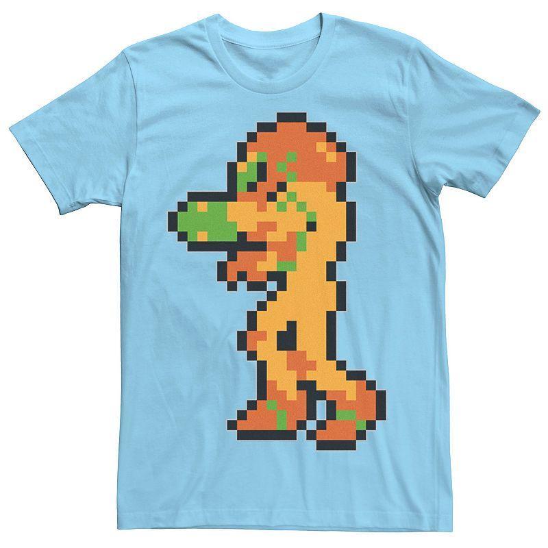 Mens Nintendo Samus Suit Colorful Pixelated Tee Grey Product Image