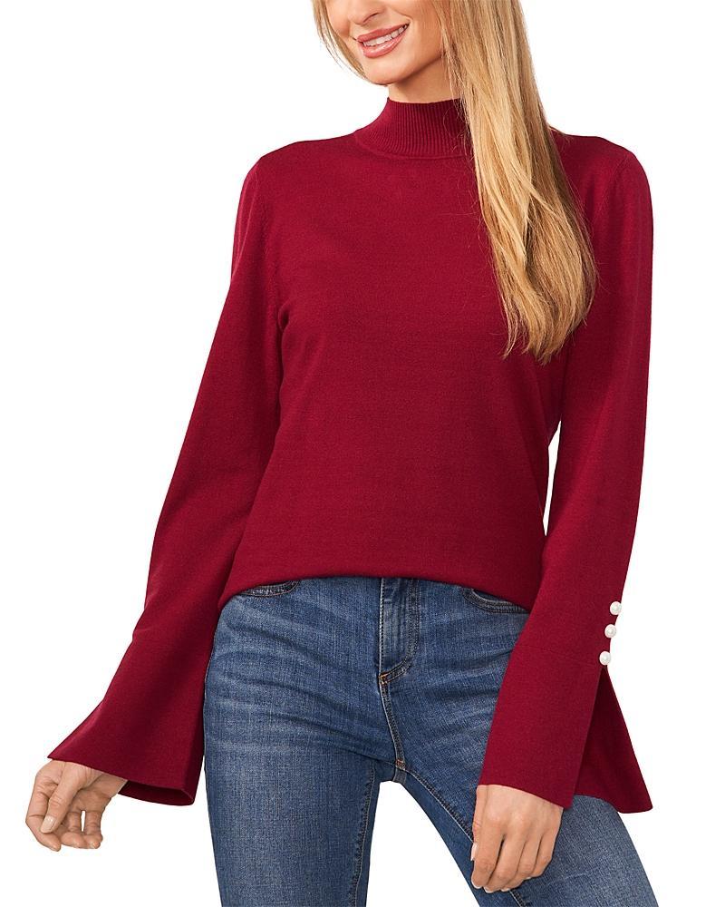 CeCe Mock Neck Balloon Sleeve Sweater Product Image