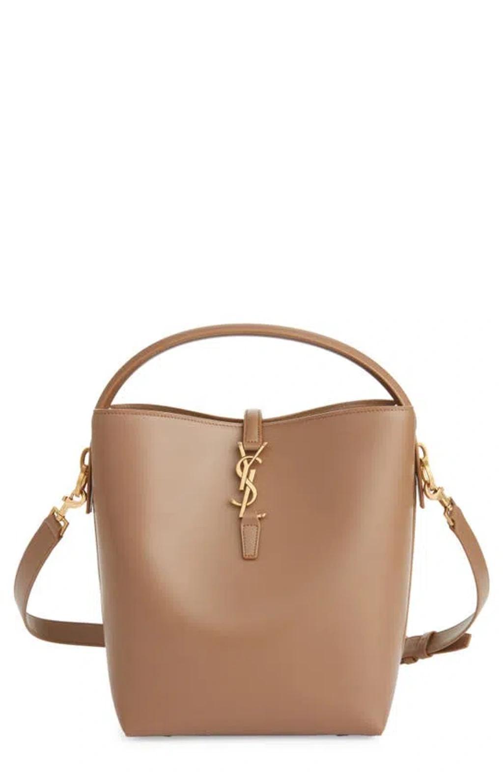 SAINT LAURENT Le 37 Ysl Bucket Bag In Smooth Leather In Brown Product Image