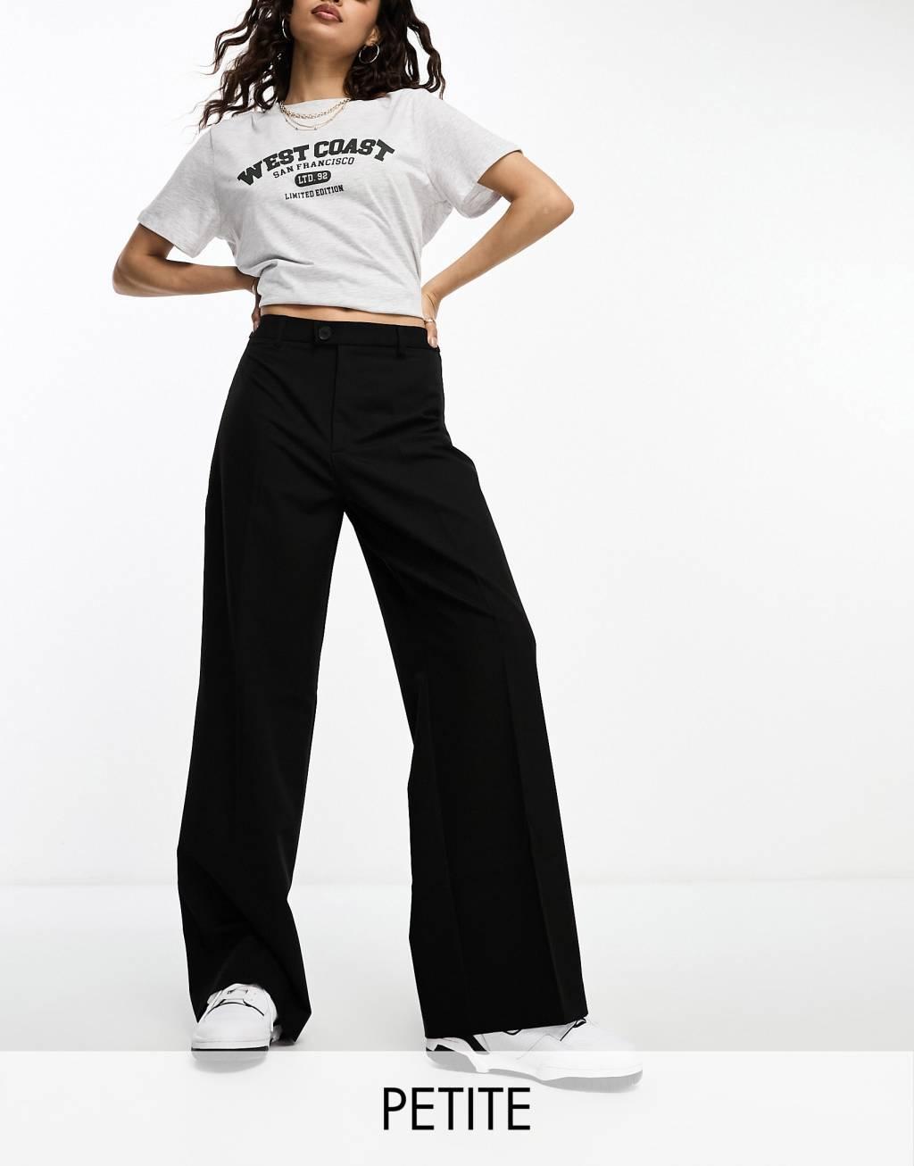 Stradivarius Petite tailored straight pants in black  Product Image