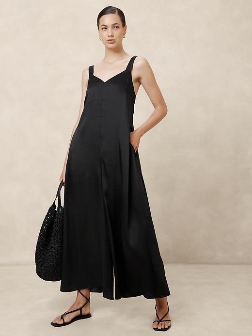 Silky Twill Wide-Leg Jumpsuit Product Image