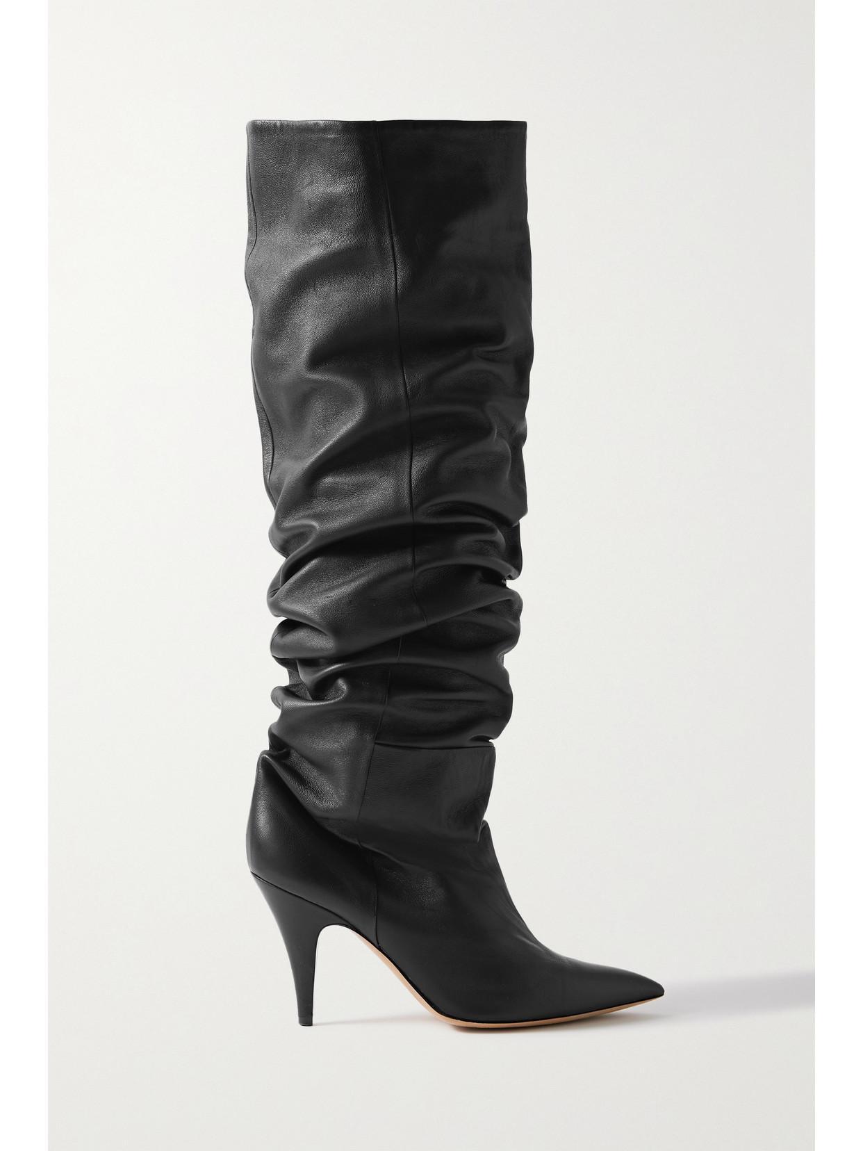 KHAITE 90mm River Knee High Leather Boots In Black product image