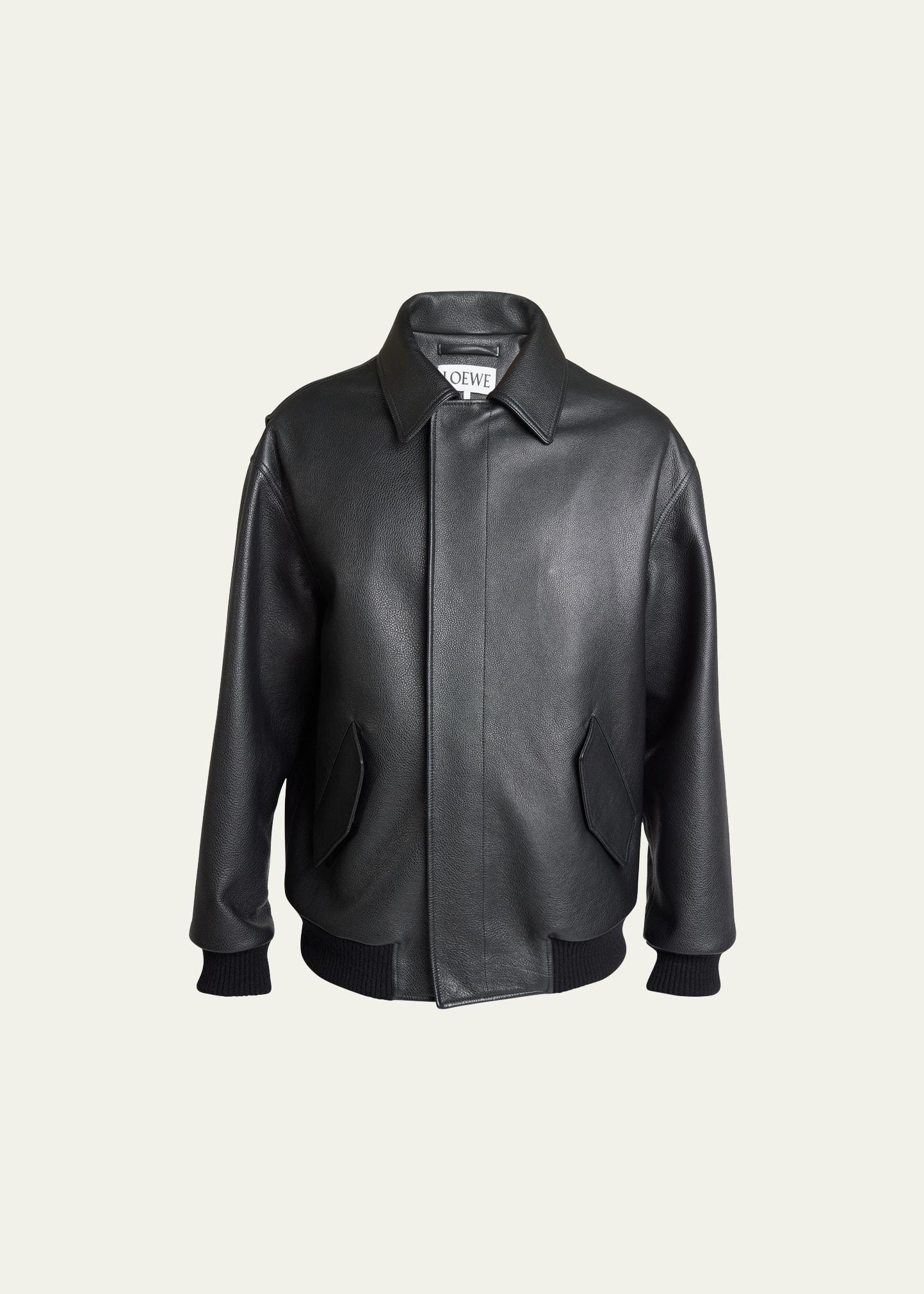 Mens Napa Leather Oversized Bomber Jacket Product Image