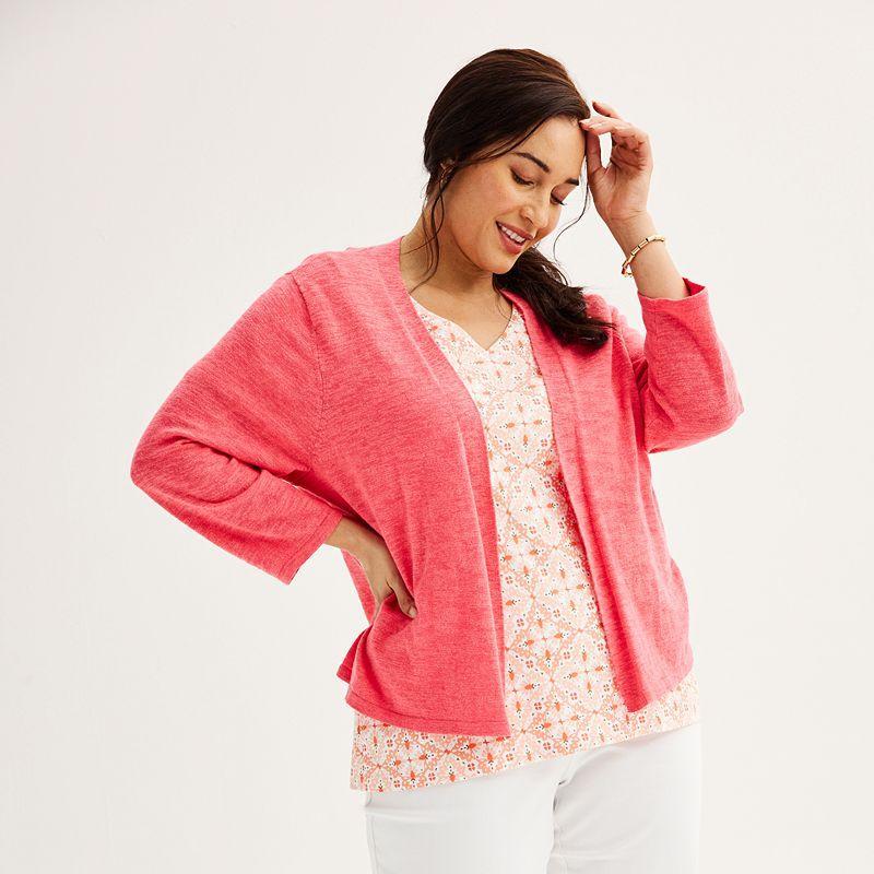 Plus Size Croft & Barrow Open Front Cardigan, Womens Product Image