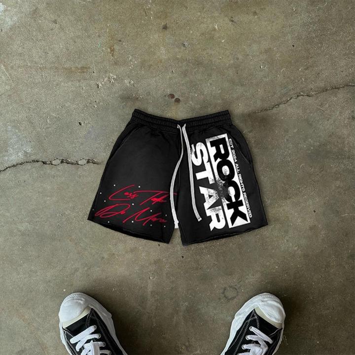 Rock Star Graphic Vintage Drawstring Shorts product image