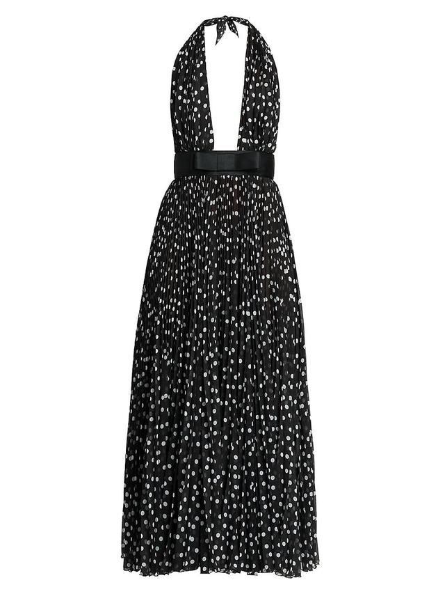 Womens Polka Dot Plunge Neck Gown Product Image