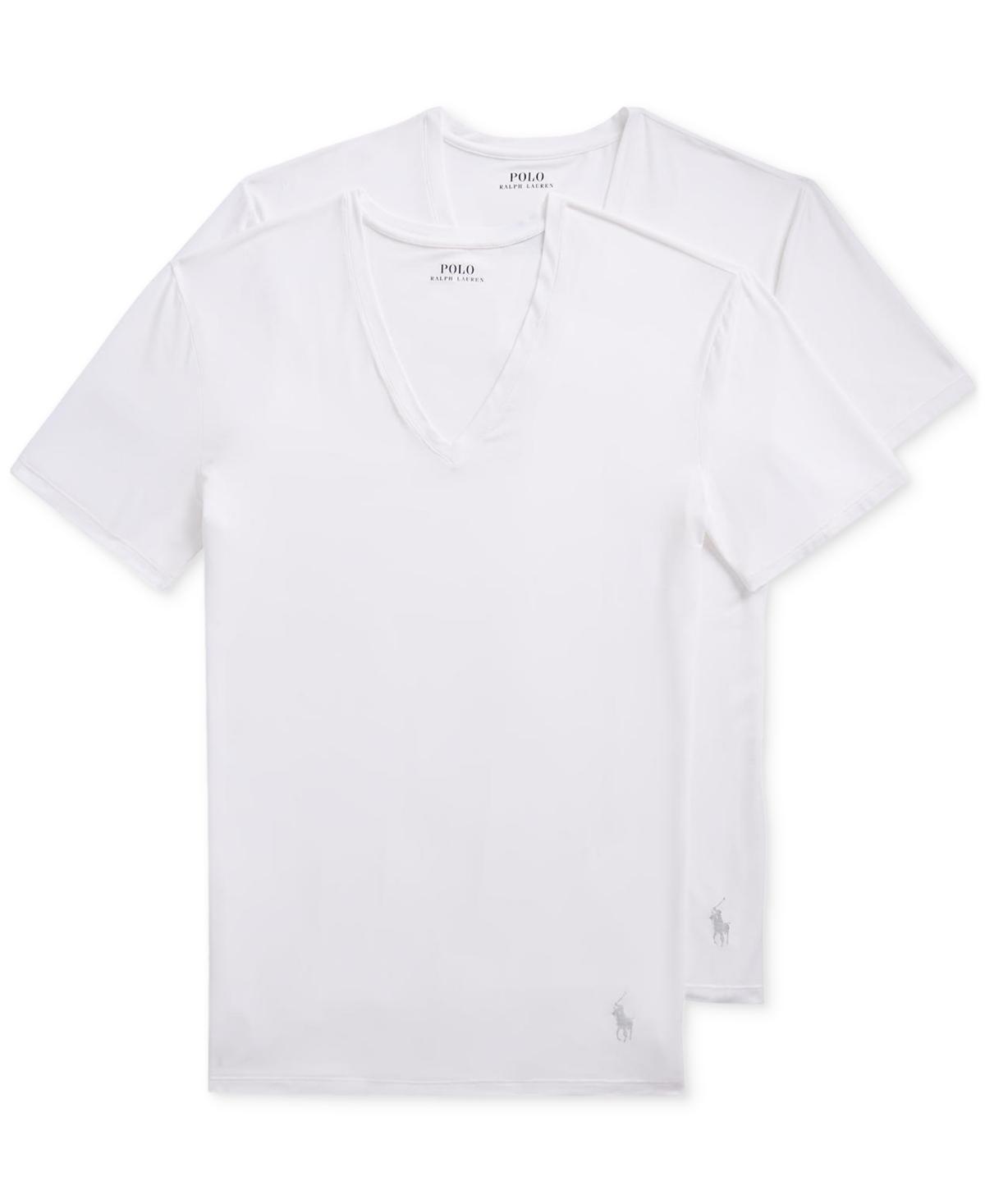 POLO RALPH LAUREN Men's 2-pk. Perfect Flex V-neck T-shirts In White Product Image