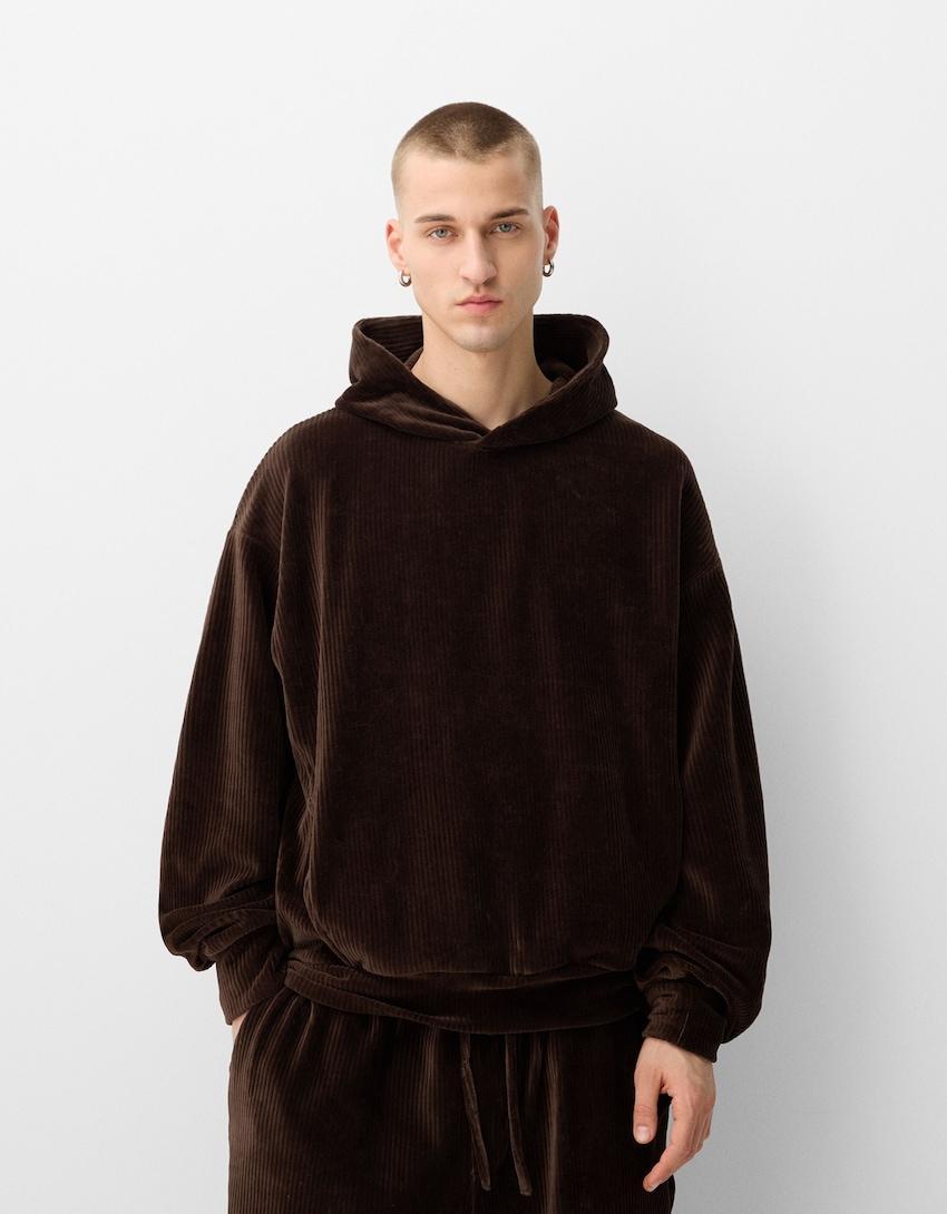 Boxy fit corduroy hoodie Product Image