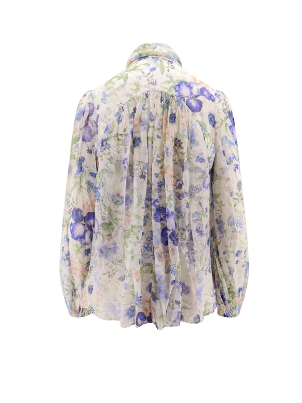 Viscose Top With Floral Print In Grey Product Image