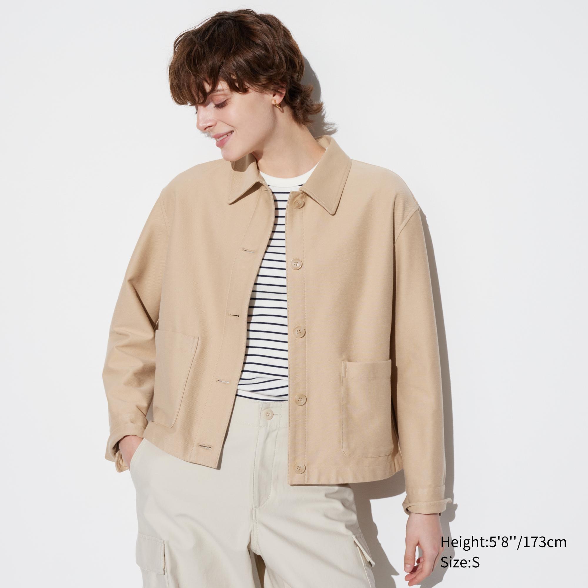 Womens Jersey Relaxed Jacket Beige Medium UNIQLO US Product Image