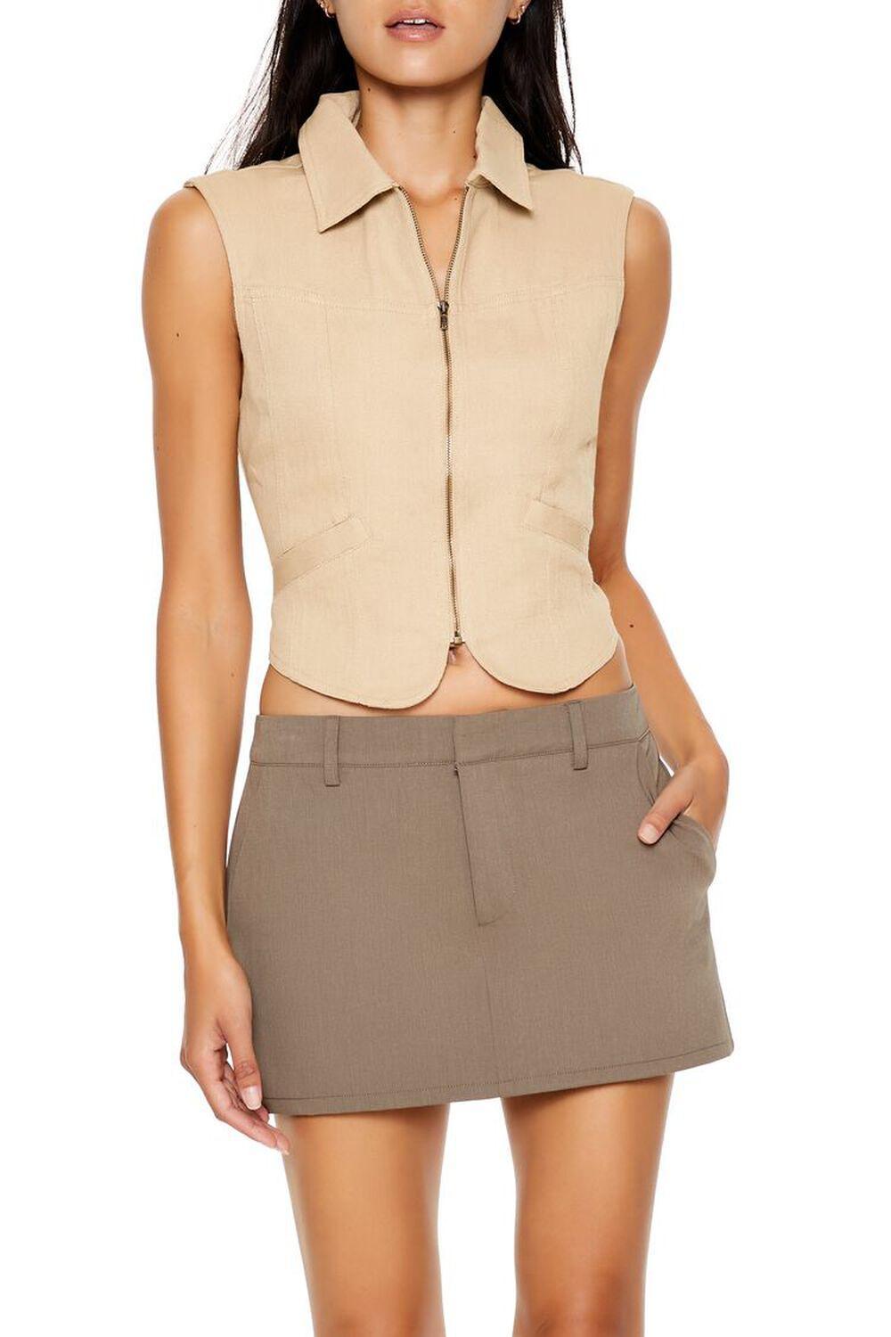 Zip-Up Cropped Vest | Forever 21 Product Image