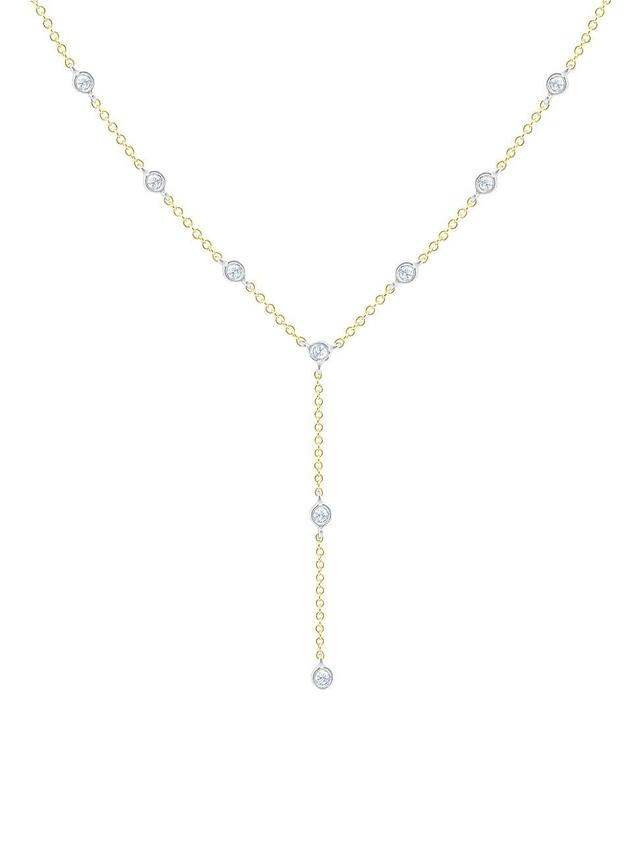 Womens Two-Tone 14K Gold & 0.17 TCW Diamond Lariat Necklace Product Image