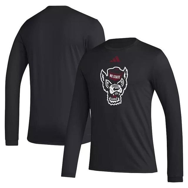 Mens adidas Black NC State Wolfpack Primary Locker Logo Pre-Game Long Sleeve T-Shirt Product Image