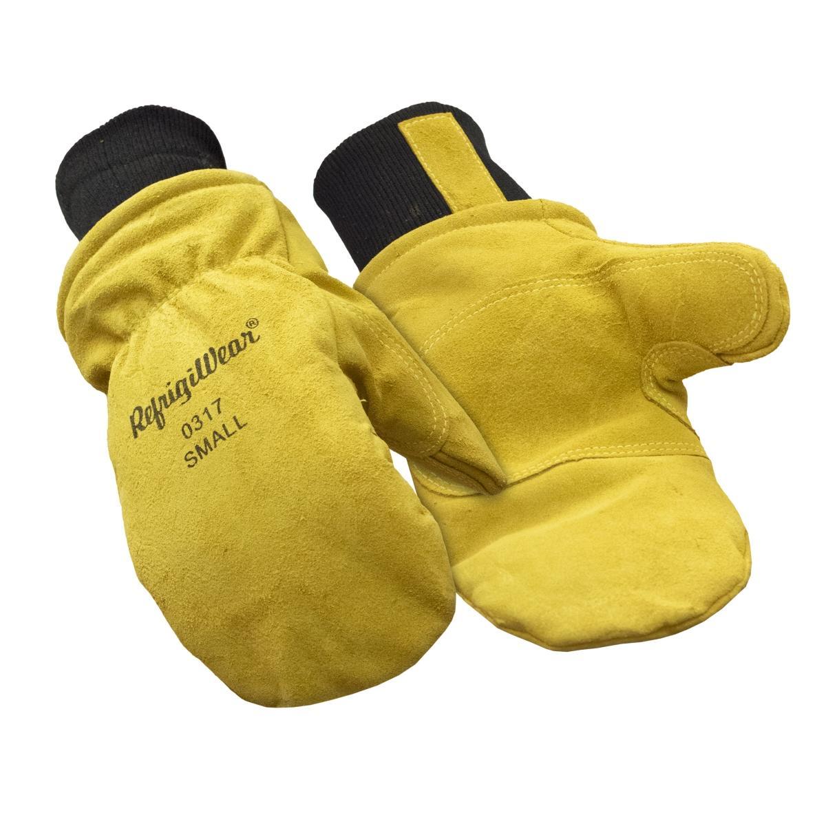 RefrigiWear Mens Warm Fleece Lined Fiberfill Insulated Leather Mitten Gloves Product Image