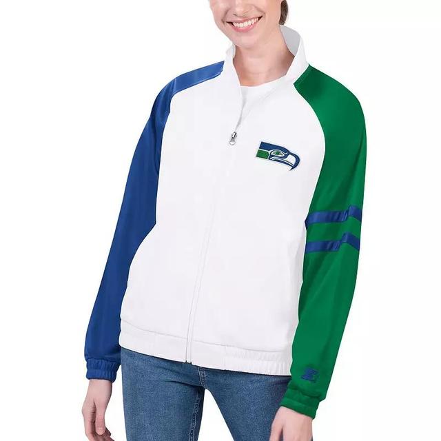 Womens Starter Seattle Seahawks Curve Ball Raglan Full-Zip Track Jacket Product Image