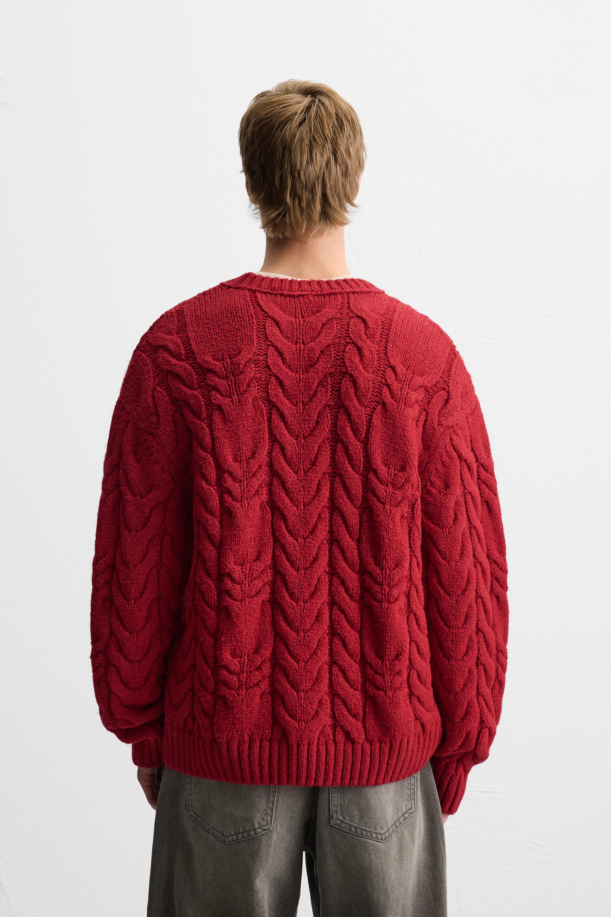 TEXTURED CABLE KNIT SWEATER Product Image