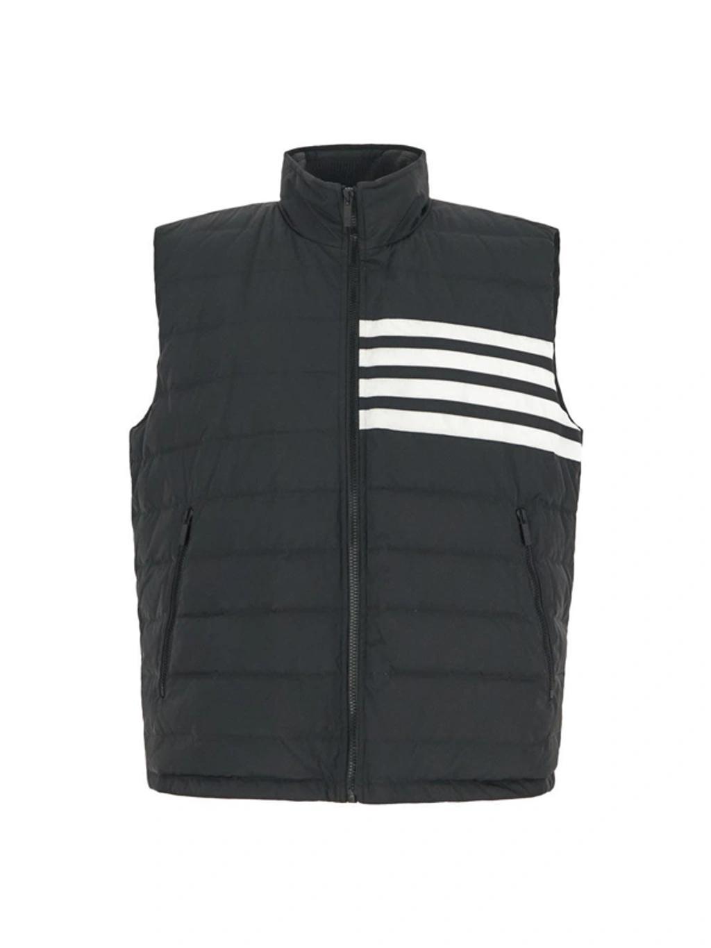 THOM BROWNE Stripe-detail Padded Gilet In Grey Product Image