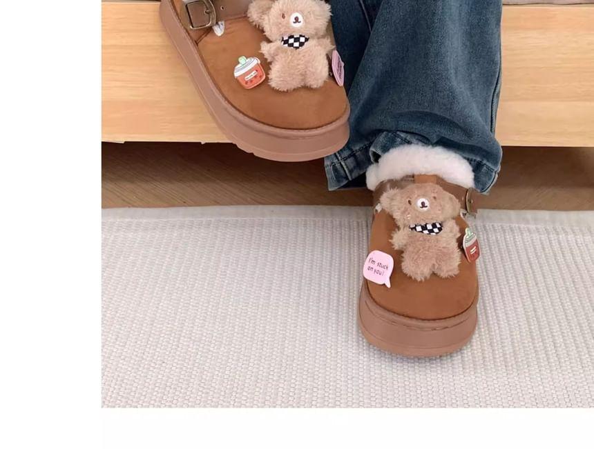 Bear Fleece-Lined Buckled Slippers Product Image