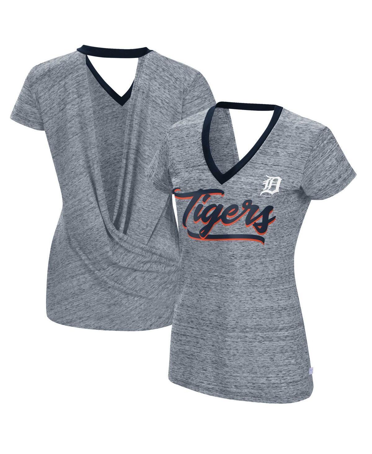 Womens Touch Navy Detroit Tigers Halftime Back Wrap Top V-Neck T-shirt Product Image