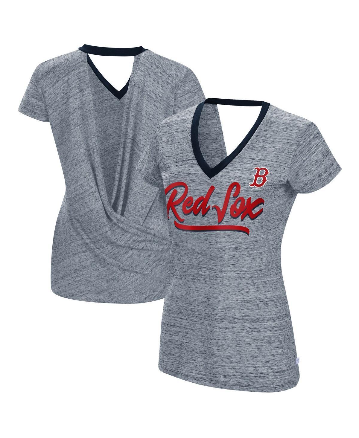 Womens Touch Gray Boston Red Sox Halftime Back Wrap Top V-Neck T-shirt Product Image