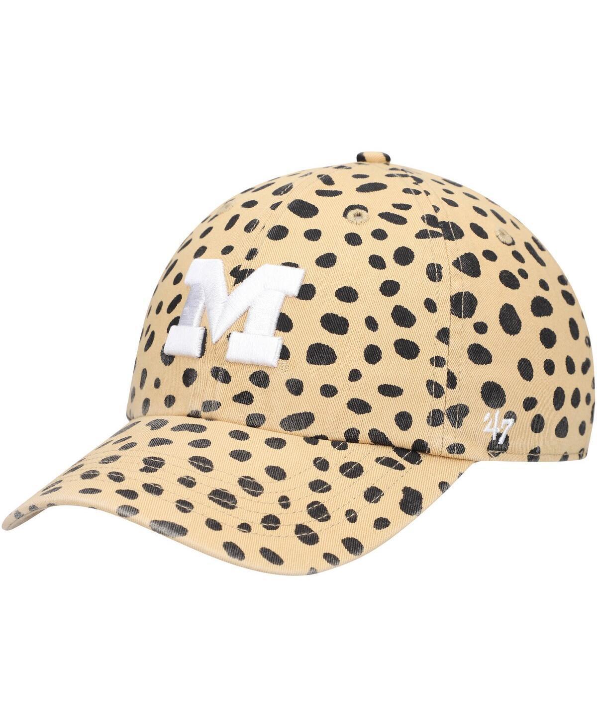 Womens 47 Tan Michigan Wolverines Cheetah Clean Up Adjustable Hat Product Image