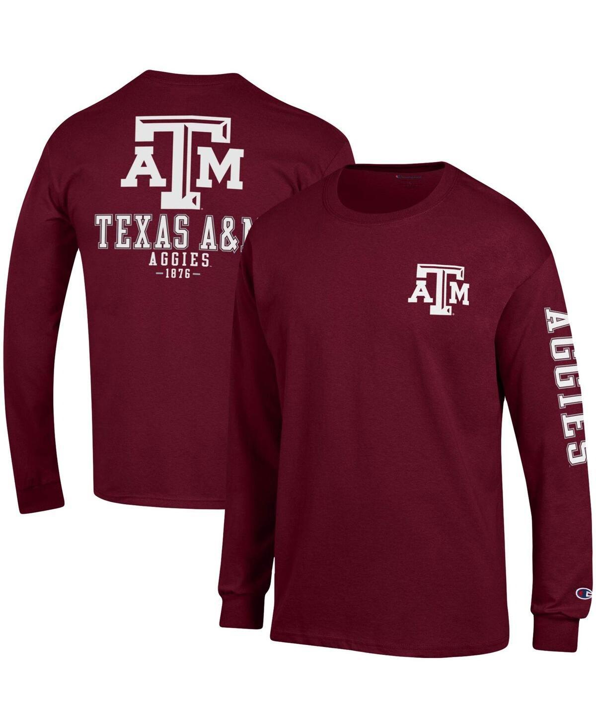 Mens Champion Maroon Texas A&M Aggies Team Stack Long Sleeve T-shirt Product Image