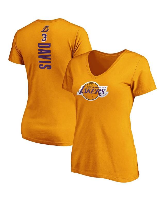 Womens Fanatics Branded Anthony Davis Los Angeles Lakers Team Playmaker Name & Number V-Neck T-Shirt Product Image