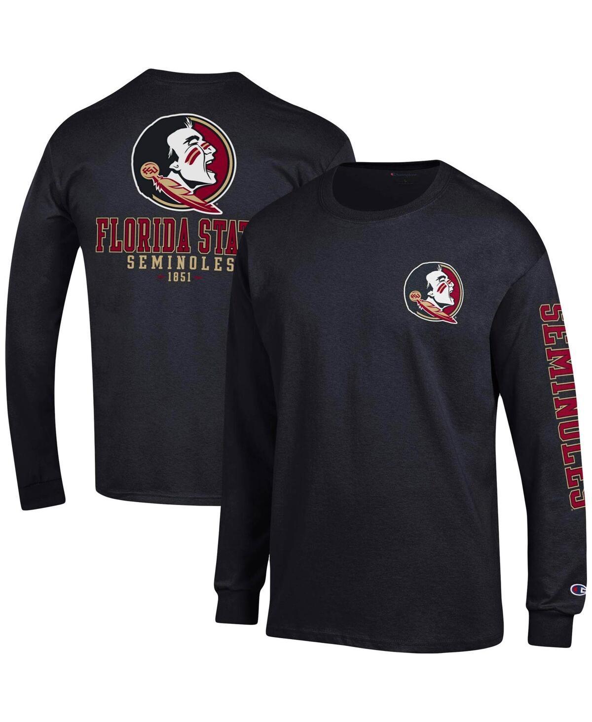 Mens Champion Black Florida State Seminoles Team Stack Long Sleeve T-shirt Product Image