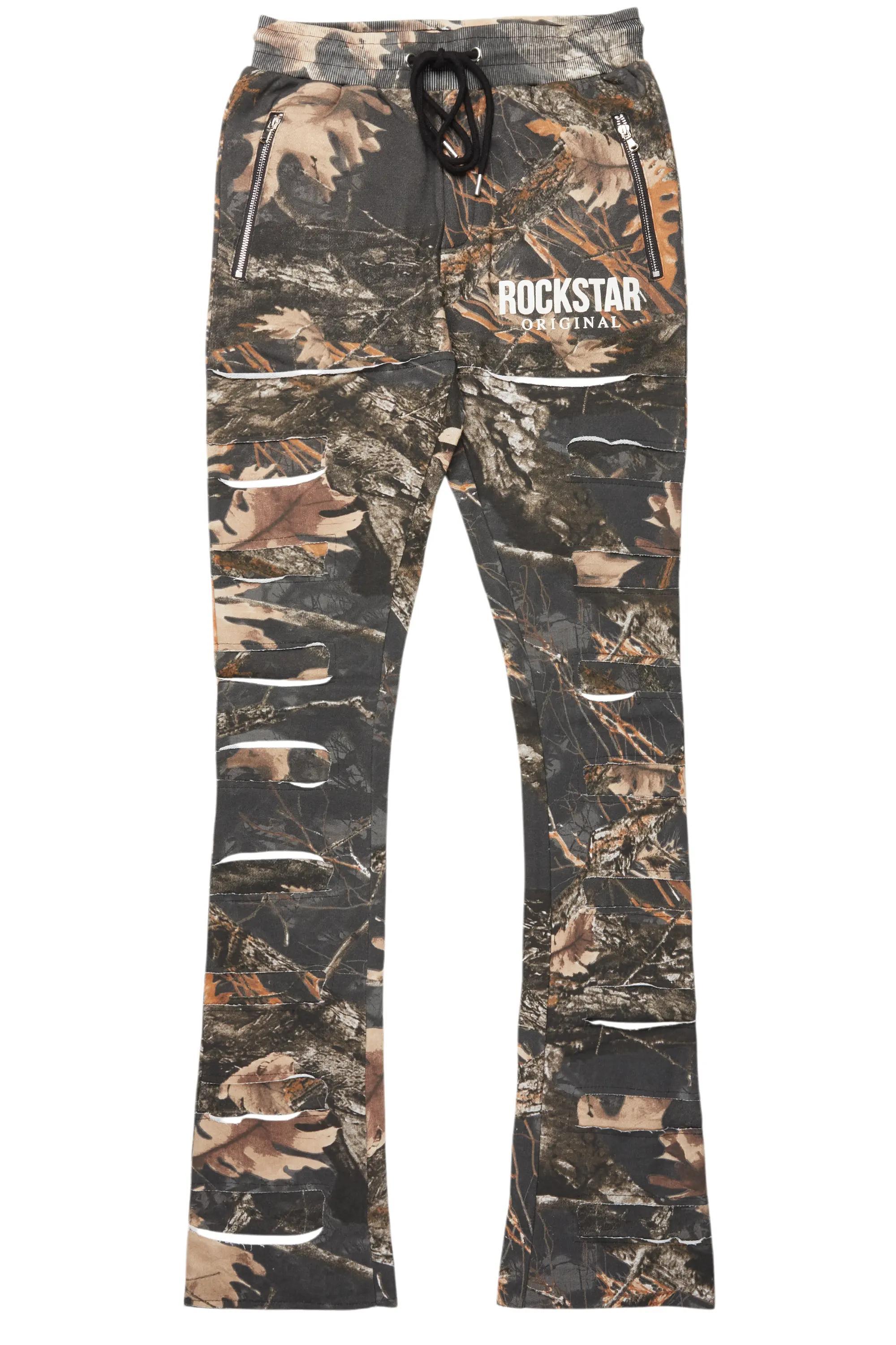 Emilio Black Tree Camo Stacked Flare Track Pant Male Product Image