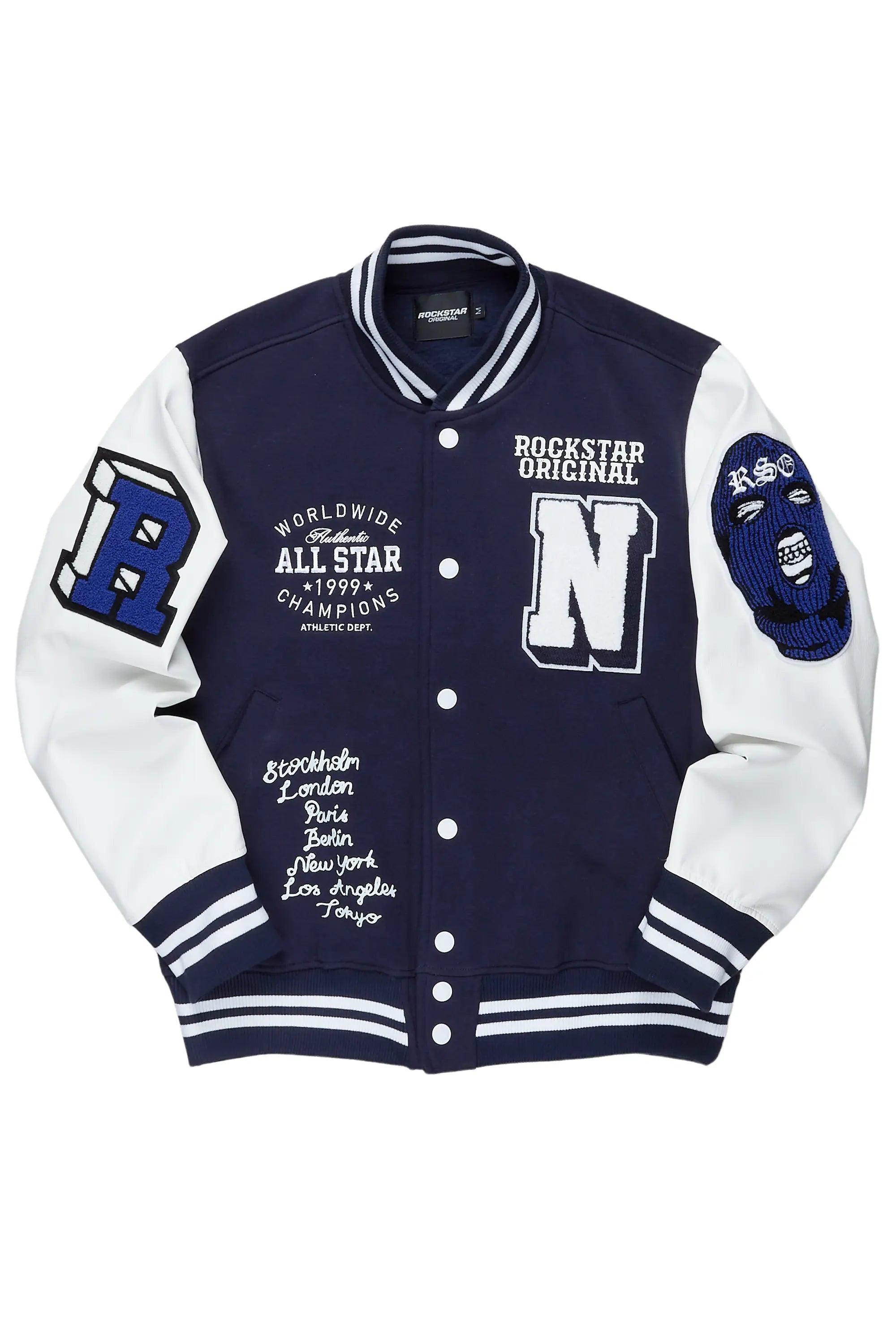 Ennis Navy Varsity Jacket Male Product Image