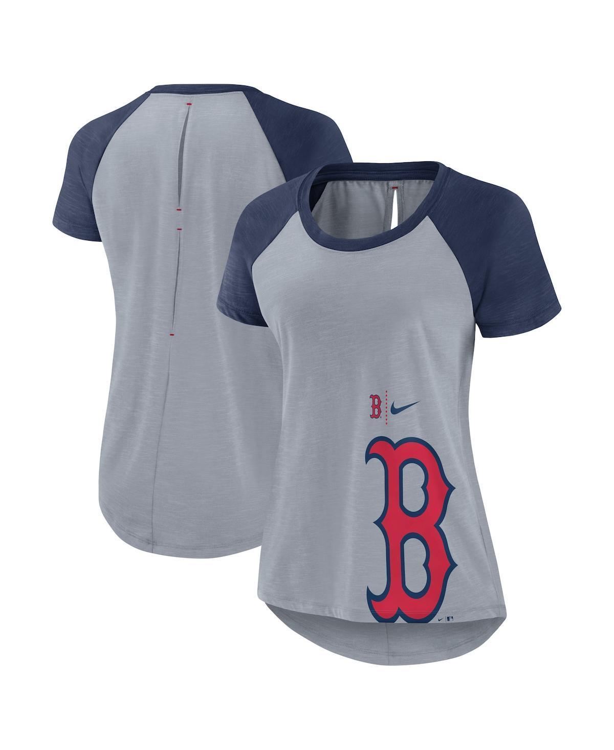 Womens Nike Heather Gray Boston Red Sox Summer Breeze Raglan Fashion T-Shirt Product Image