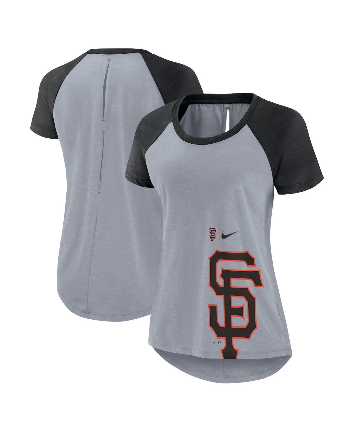 Womens Nike Heather Gray San Francisco Giants Summer Breeze Raglan Fashion T-Shirt Product Image