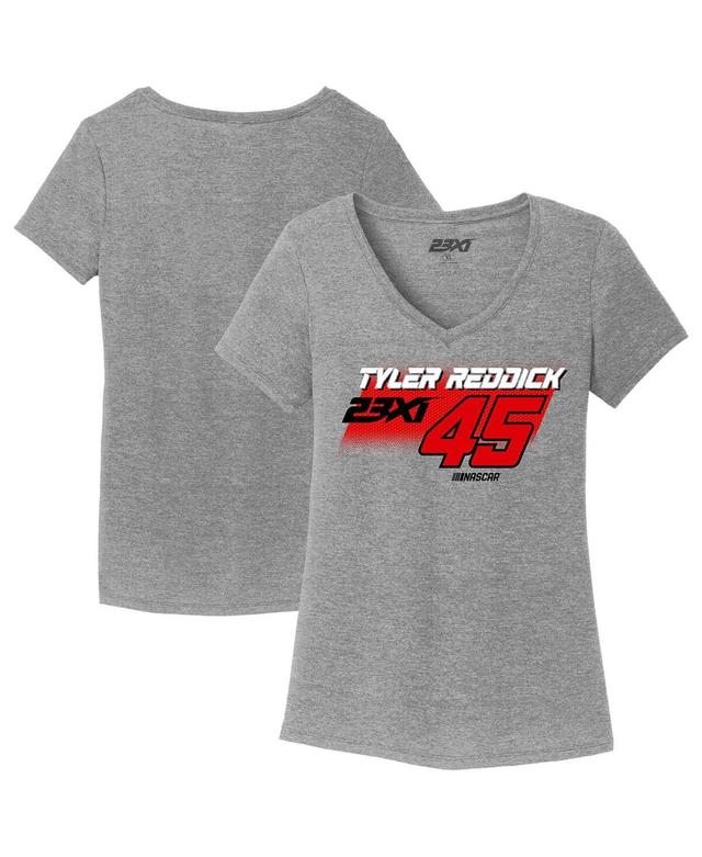 Womens 23XI Racing Gray Tyler Reddick Tri-Blend V-Neck T-shirt Product Image