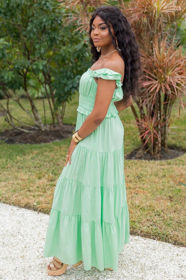 Living A Dream Green Woven Maxi Dress Product Image