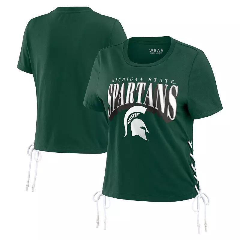 Womens WEAR by Erin Andrews Michigan State Spartans Side Lace-Up Modest Crop T-Shirt Product Image