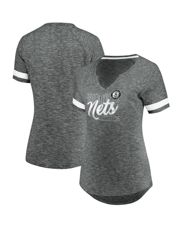 Womens Fanatics Branded Gray/White Brooklyn Nets Showtime Winning With Pride Notch Neck T-Shirt Product Image