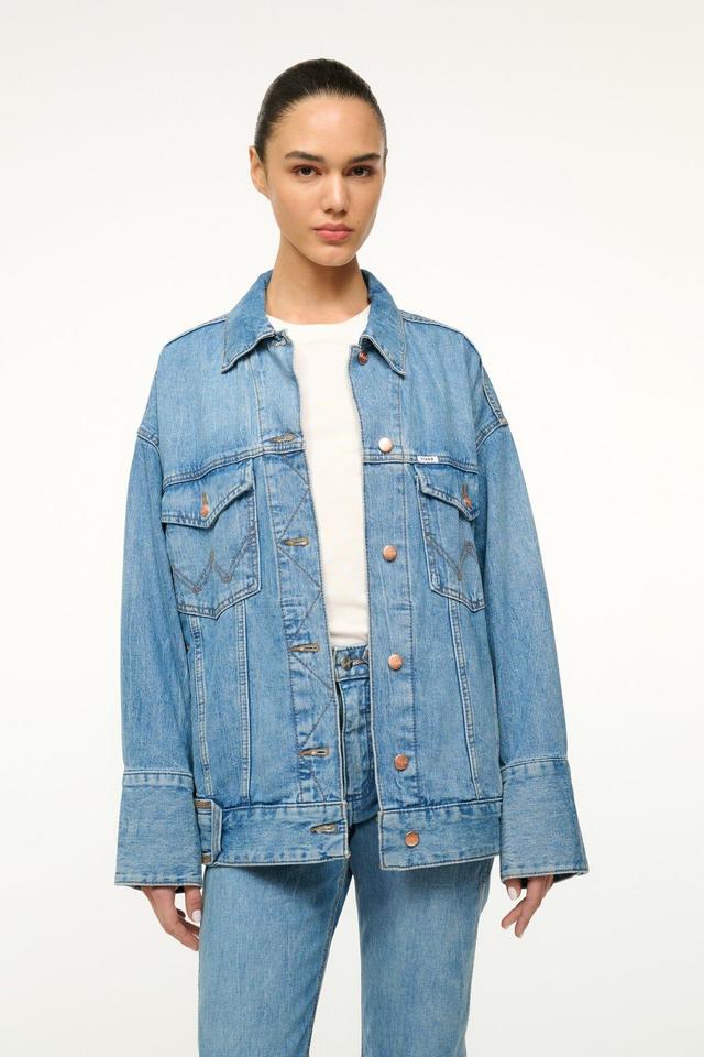 STAUD + WRANGLER THE BIGGEST JEAN JACKET | MID BLUE Product Image