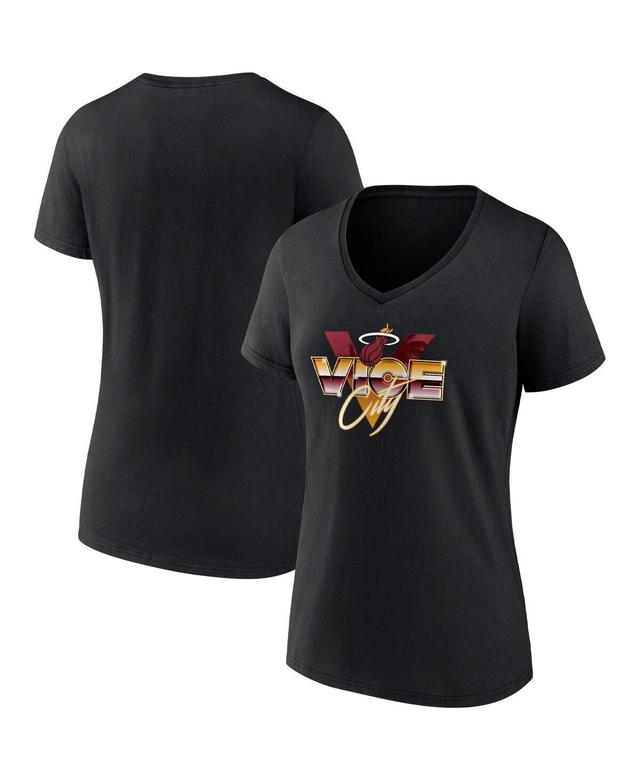 Womens Fanatics Black Miami Heat Hometown Collection Vice City V-Neck T-shirt Product Image